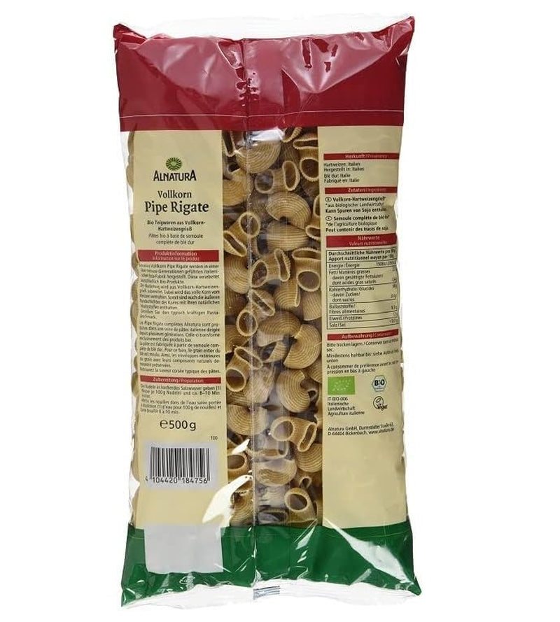 Pipe Rigate økologisk fuldkornspasta, vegansk, 500 g