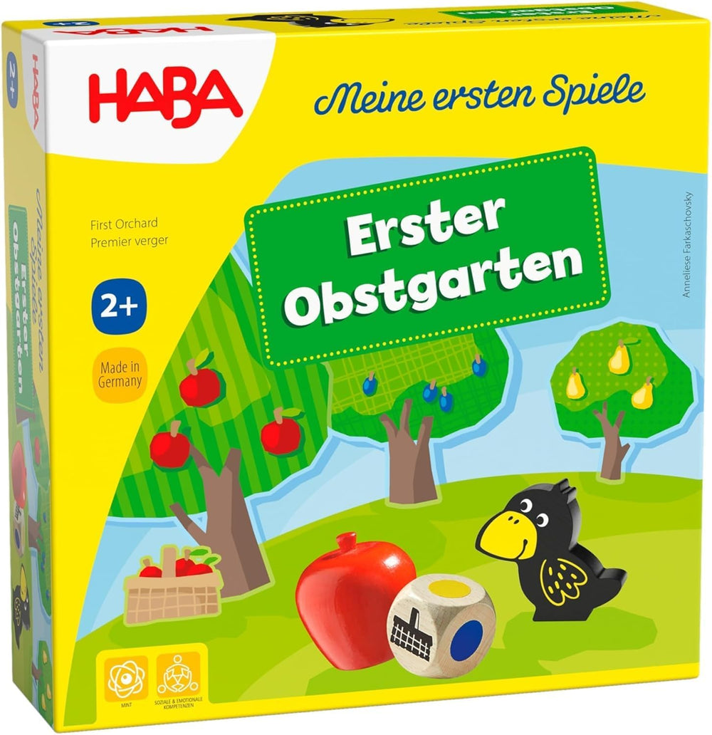 HABA First Orchard – My First Games: Bræt- og familiespil om farver og former, Klassisk trælegetøj til småbørn fra 2 år – 1004655001