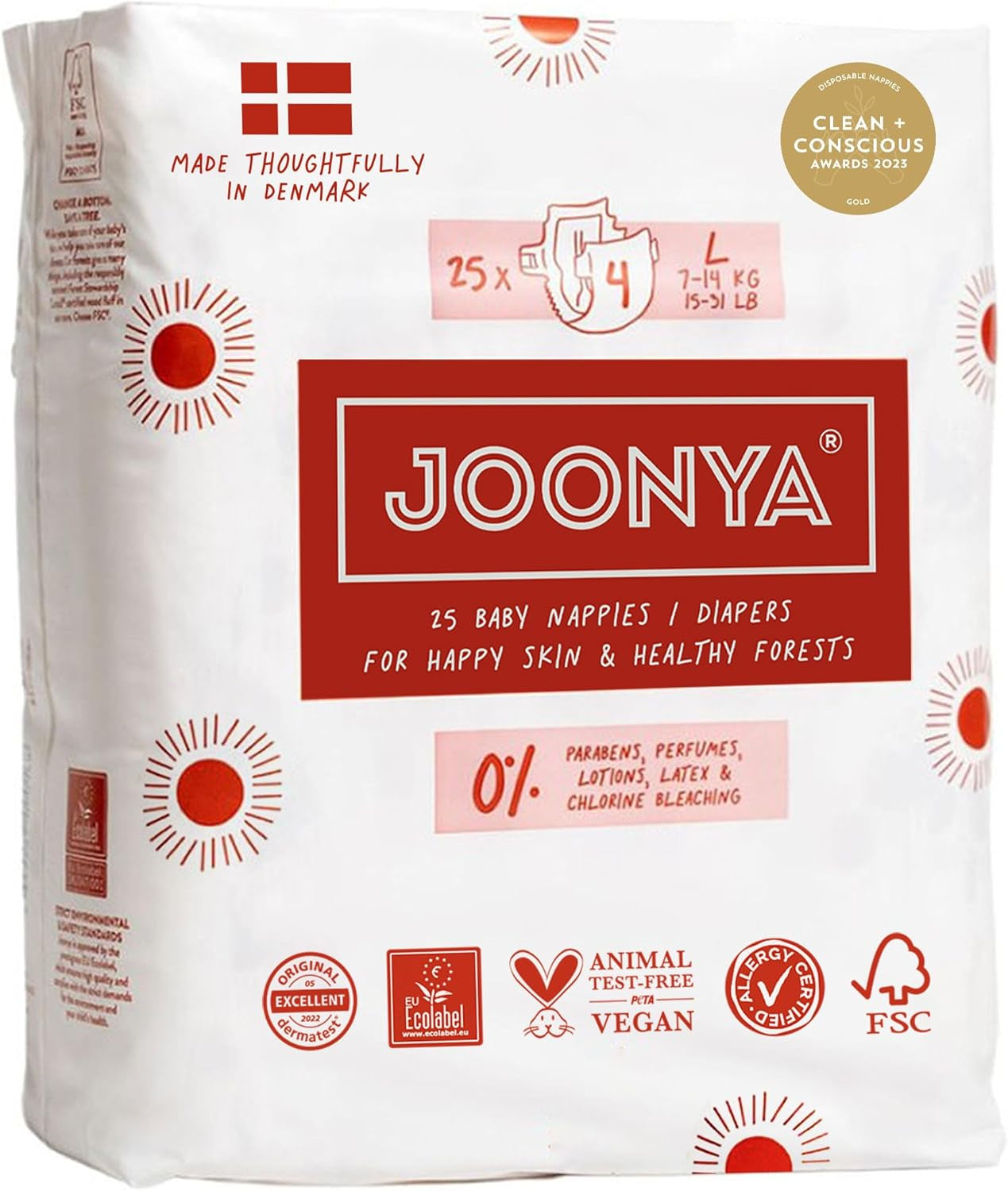 Babybleer, størrelse 3M (4-8 kg) - 1 pose med 28 - Ingen skadelige stoffer, miljøvenlig, højabsorberende, velegnet til natbrug, ultratynde og bløde - Fremstillet i Danmark