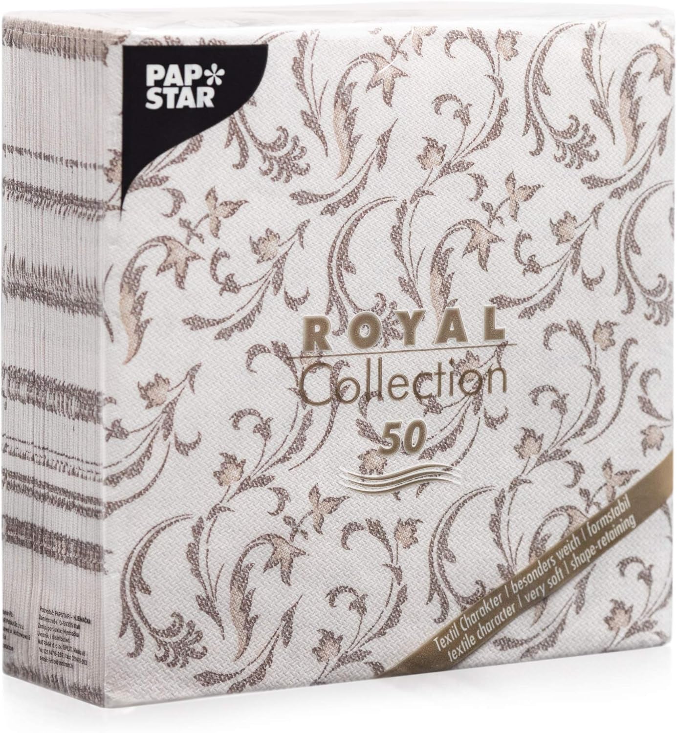 Papstar, 50 șervețele "ROYAL Collection" 1/4-fold 40 Cm X 40 Cm Fuchsia "Damascato", #85002