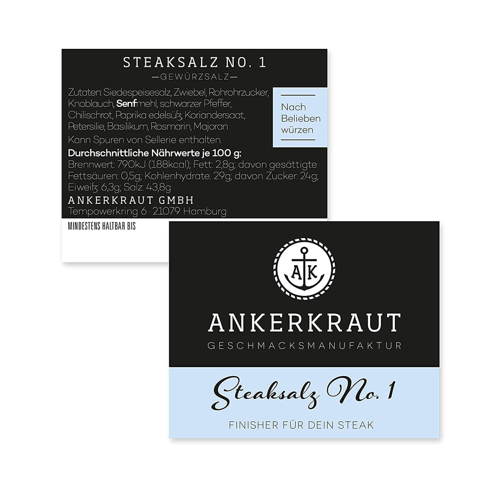 Ankerkraut Steaksalz No. 1, das perfekte Finisher- und Steakhouse-Salz, 80g i Korkenglas