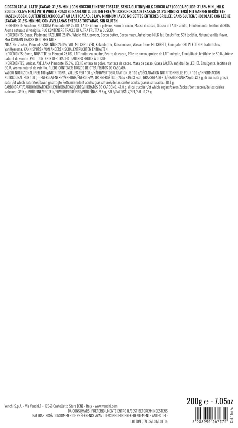 Venchi, Brutto&Buono, håndlavet "Piedmont Forest Hazelnut" grantræformet mælkechokoladebar, 200 g, glutenfri, julekollektion i begrænset udgave, gaveidé