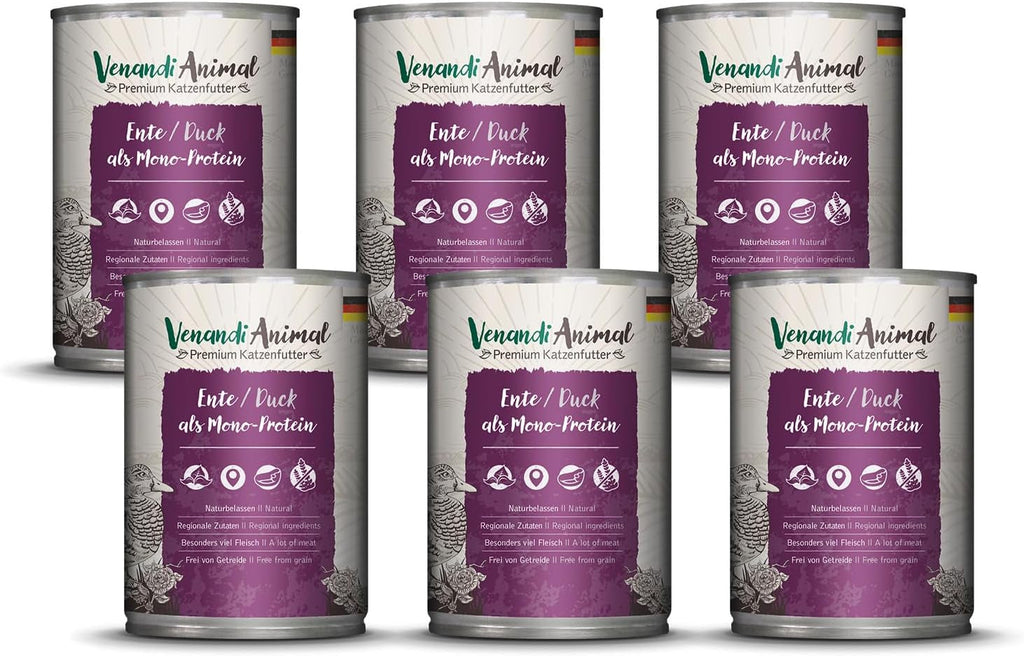 Venandi Animal Premium Hrană umedă pentru pisici, Tasting Pack III, pui, curcan, vită, pui + iepure, vițel, curcan, 6 X 200 G, fără cereale și naturală, 1.2 Kg
