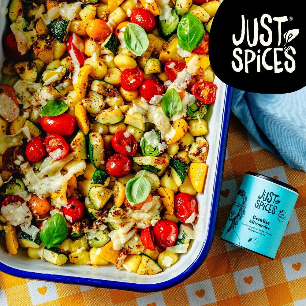 Just Spices Gemüse Allrounder I Jedes Gemüse af Aubergine bis Zucchini lecker würzen I Gewürzdose, 75 g