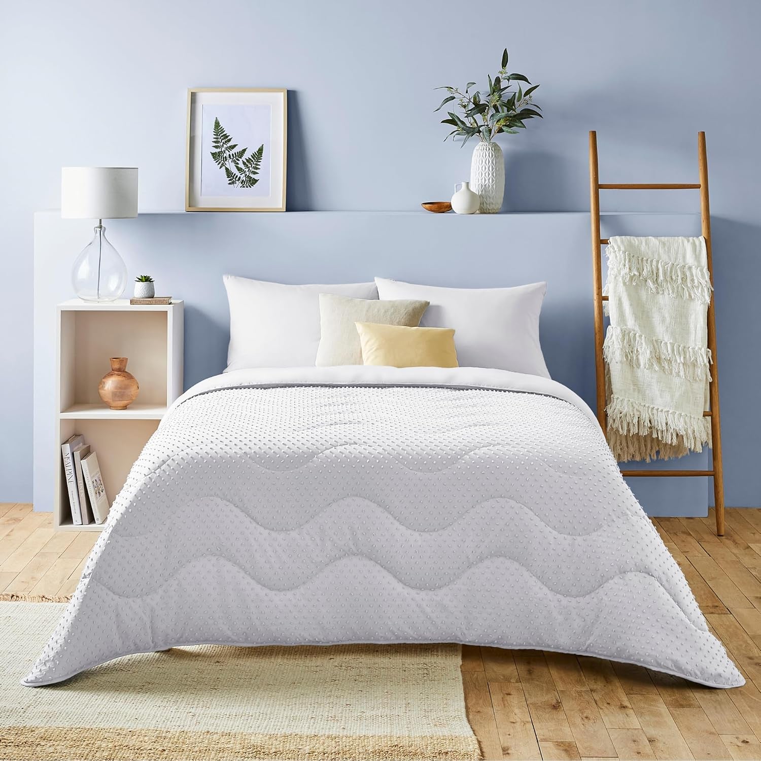 Night Lark Plapumă fără capac, 4.5 Tog, dimensiune rege, colecție Tufted Dot, lenjerie de pat de lux, hipoalergenic, lavabil la mașină, nisip cald Plapumi si pilote Naty Shop Alb Pat dublu