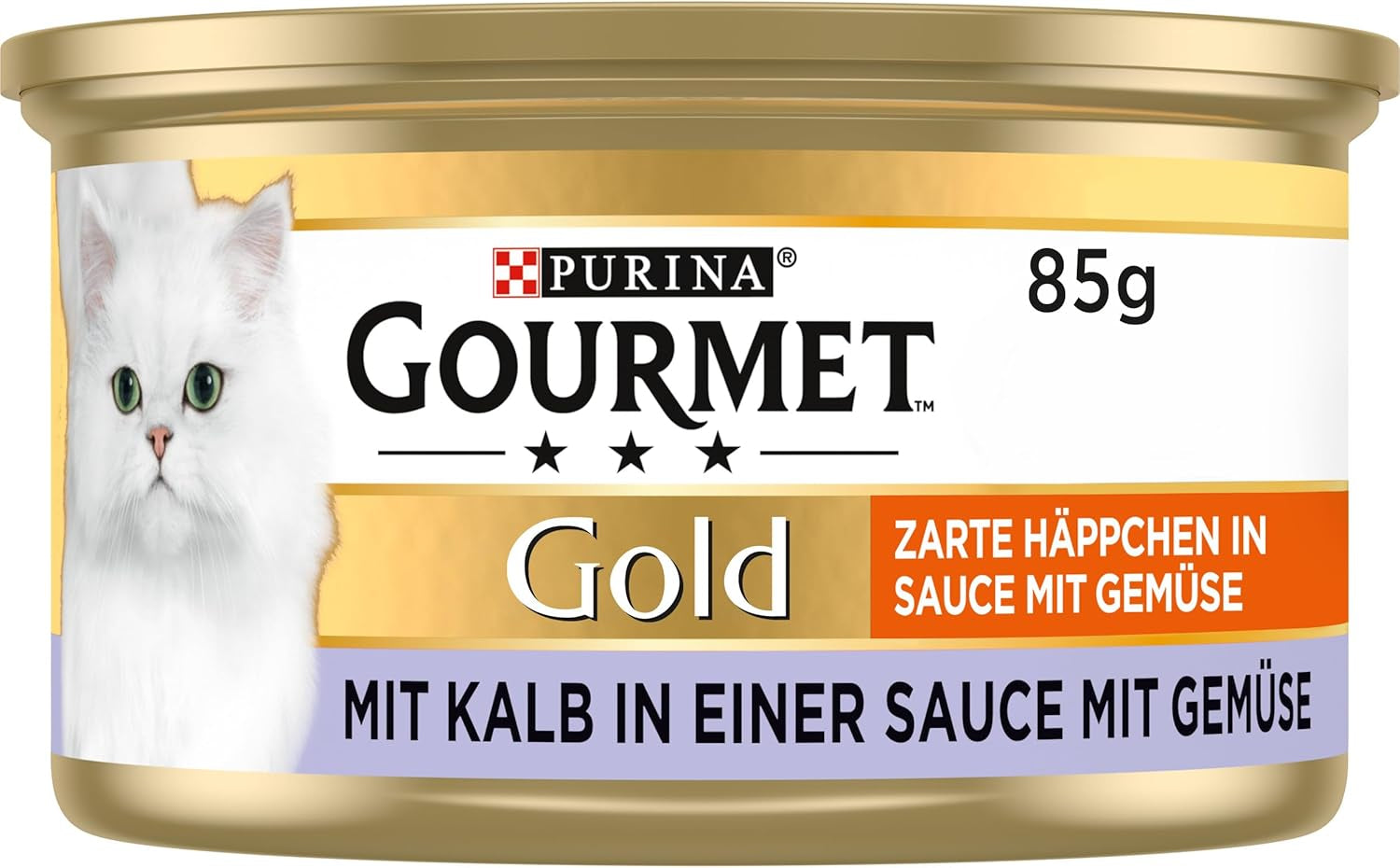 Gourmet Gold Tender Morsels în sos cu legume, hrană umedă pentru pisici cu vițel și legume, pachet de 12 (12 x 85g)