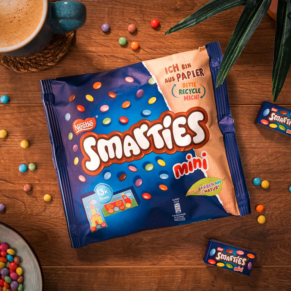 Nestlé SMARTIES Mini, små linser med mælkechokolade, individuelt pakket, pakke med 16 (16 x 187 g)