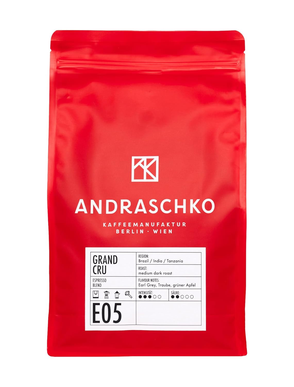 Grand Cru Espresso Blend - 100 % Arabica aus Brasilien, Indien & Tansania - fruchtig & komplex mit Earl Grey, Traube & grünem Apfel - ganze Bohnen - 1kg - frisch geröstet in Berlin