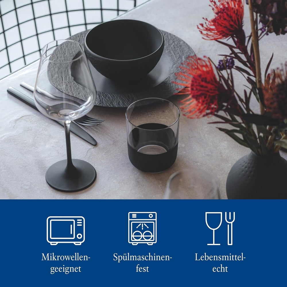 Villeroy & Boch – Manufacture Rock Starter-Set 6 Teilig Schwarz, Spülmaschinenfest, Mikrowellensicher, Geschirr Set Schwarz Matt, Tafelservice, Essgeschirr, Premium Porzellan Bordservice Sets Naty Shop