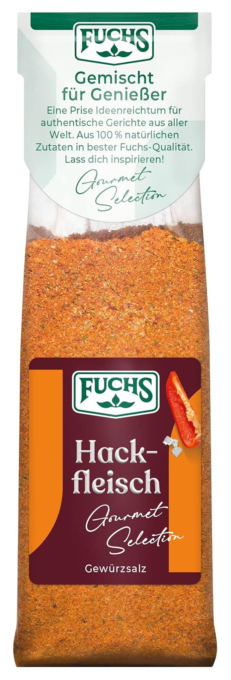Fuchs Gourmet Selection Klassisch/Heimisch – Bratkartoffel Gewürzsalz, nachfüllbares Kartoffel Gewürz, Salz zum Würzen von Brat- & Ofenkartoffeln, Pommes Frites & Co, vegansk, 70 g