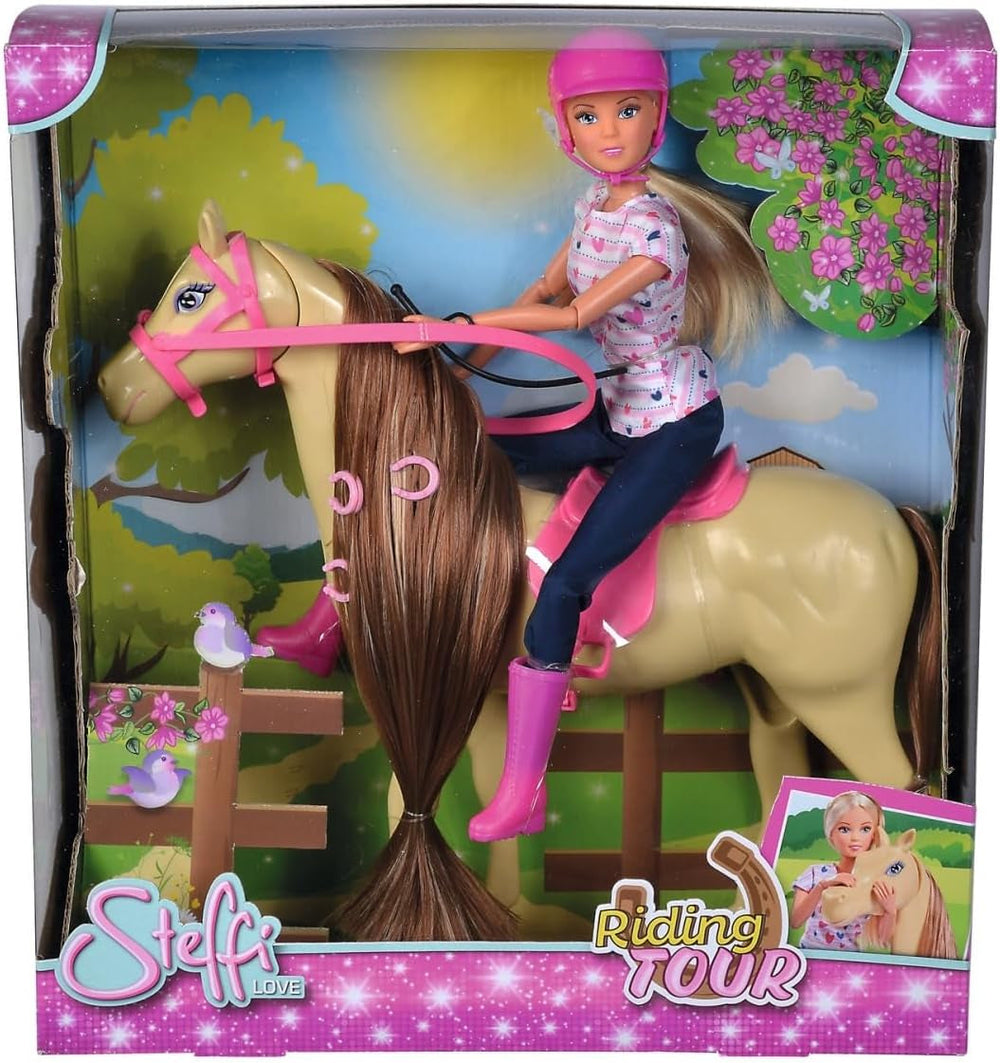 Simba 105730939 - Steffi Love Ridetur, I ridedragt, Med 2 heste, Fuldleddet dukke, Påklædningsdukke, 29cm, Til børn fra 3 år og opefter Dukker Naty Shop