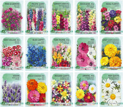 Nojus blomsterfrøsæt - 15 pakker med blomsterfrø - Haveblomsterfrø - Farverige plantefrø - Vilde blomsterfrø - 15 sorter af blomsterfrø - Ideel blomsterfrøgave
