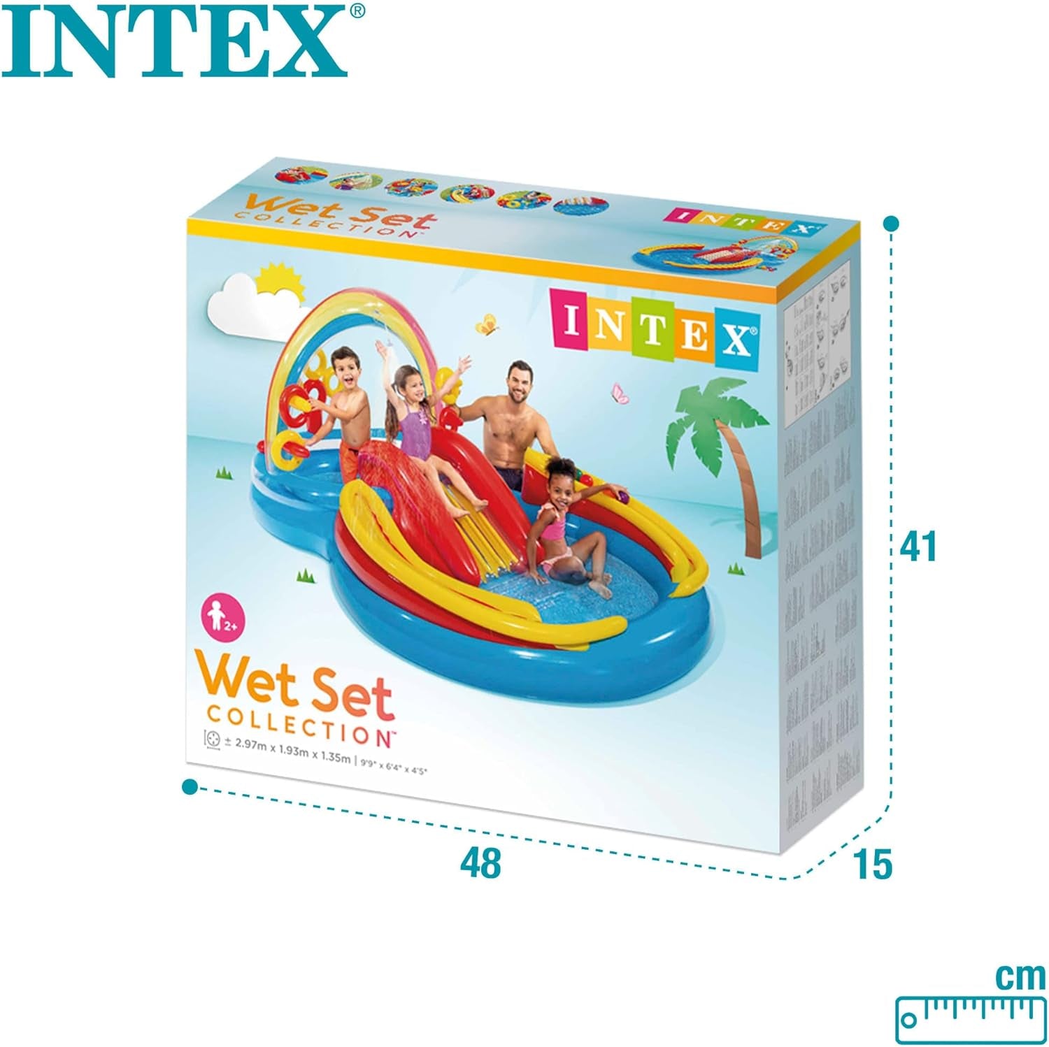 Intex Rainbow Ring Legecenter - Børnebassin over jorden - Børnebassin - 297 x 193 x 135 cm - Til 3+ år 57453NP Multicolor 297x193x135 cm