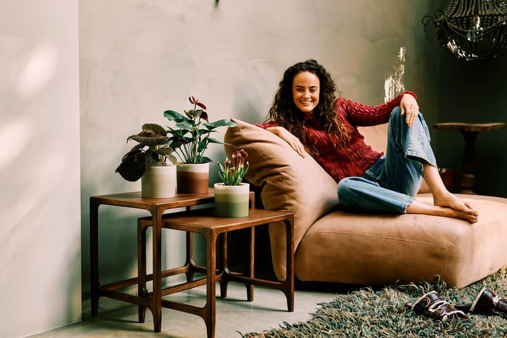 Ghiveci rotund elho Colour Gradient 16cm - pentru interior - 100% plastic reciclat - Ø 15,9 x H 14,7 - bej/bej gresie