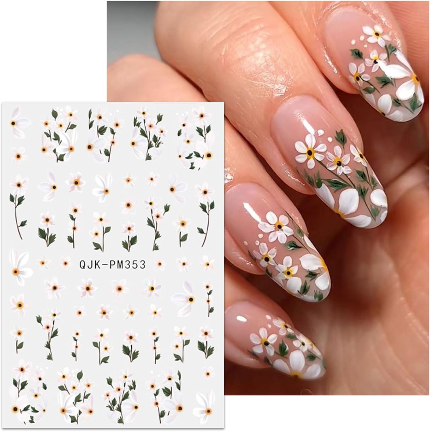 JMEOWIO Nagelsticker Bunte Blumen 9 Blatt Nail Art Sticker Selbstklebend Nagelaufkleber Frühling Sommer Blumen Dekoration Nageldesign Zubehör