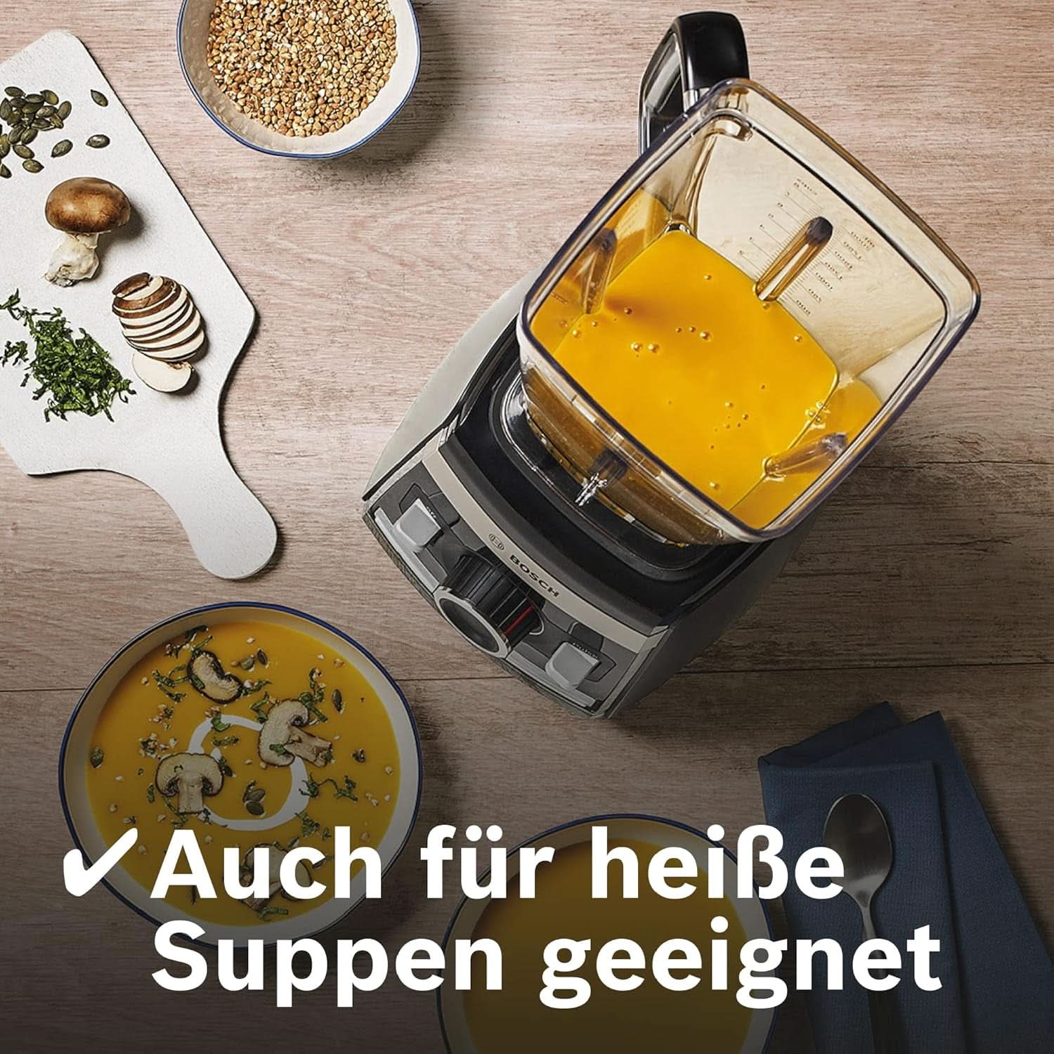 Bosch Standmixer Vitaboost MMBH6P6BDE, 6-Klingen-Edelstahlmesser, 2.5L Tritan-Mixbehälter, Stopfer, 6 Automatikprogram, Rezeptbuch, Bpa-Frei, Einfache Reinigung, 45.000 U/Min, 1600 W, Schwarz Bucatarie Naty Shop