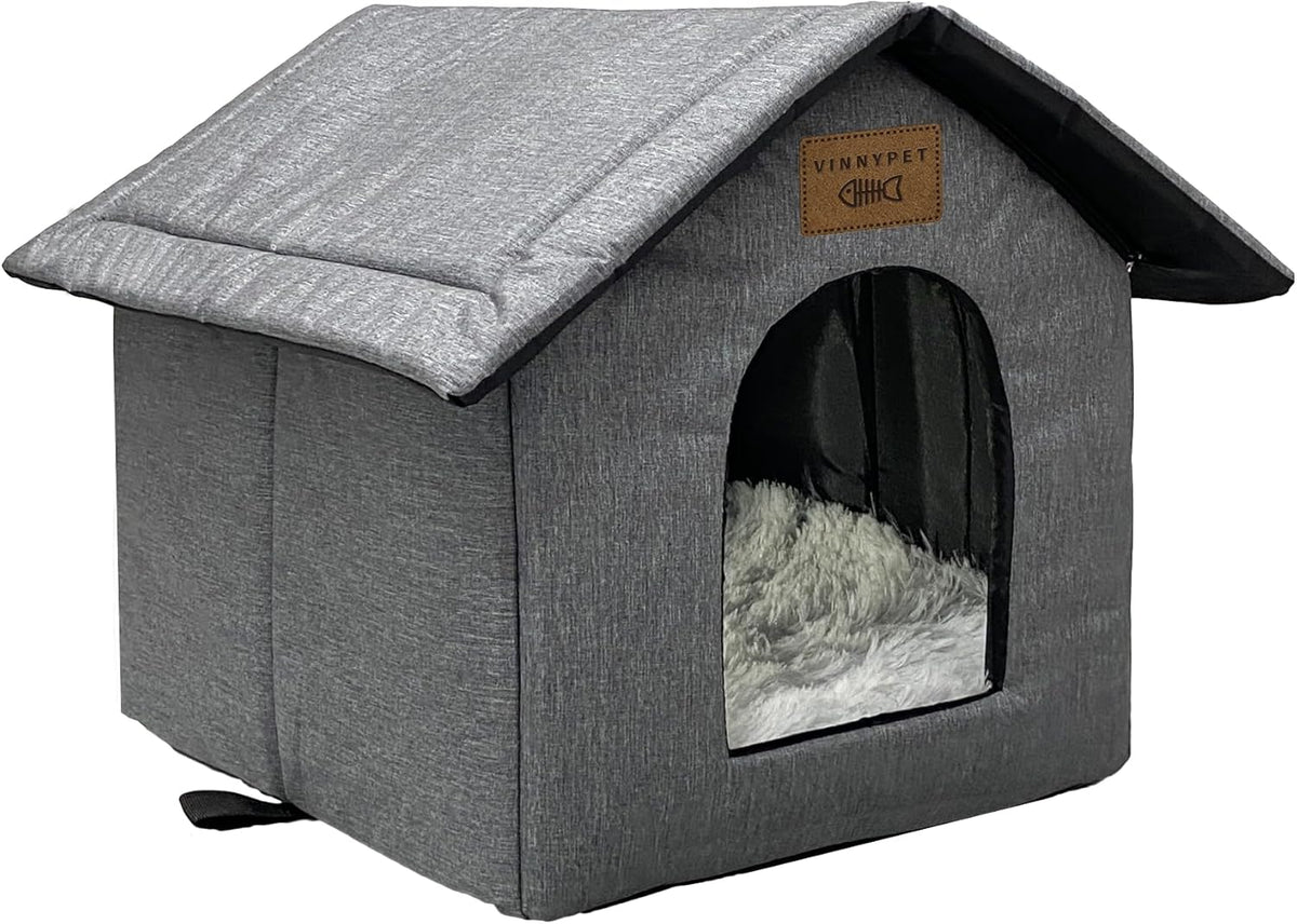 Katzenhaus Für Draußen Winterfest Wasserdicht Wetterfester Katzenhöhle Haustierhaus mit Plüschkissen Warm Hundehöhle Waschbar Hundehaus Tierheim Für Streuner Haustiere 35x30x35cm