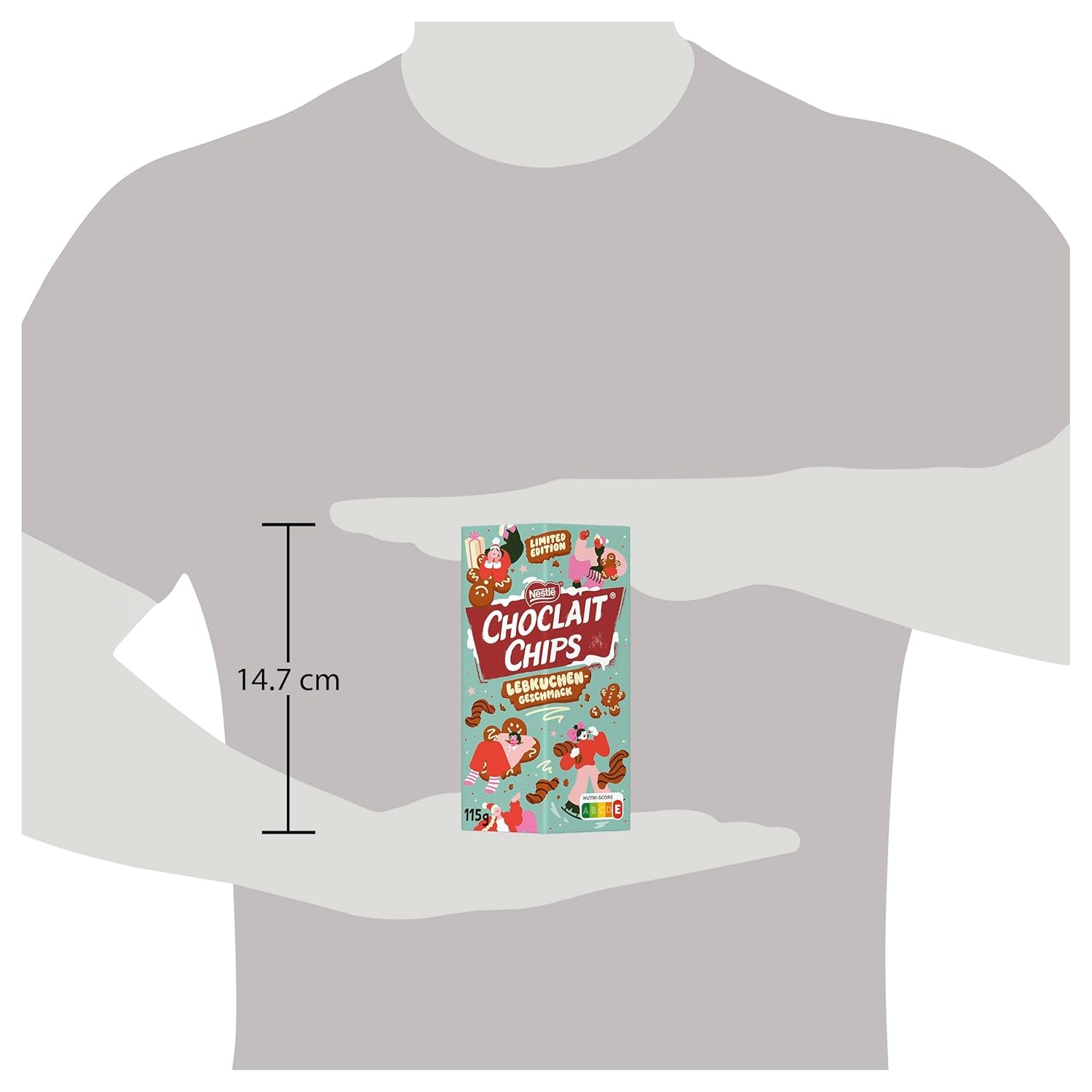 Nestlé Gingerbread, en lækker og sprød snack med honningkagesmag, dækket af mælkechokolade og raffineret med dekorative striber af mørk chokolade, 1 pakke (1 x 115g)