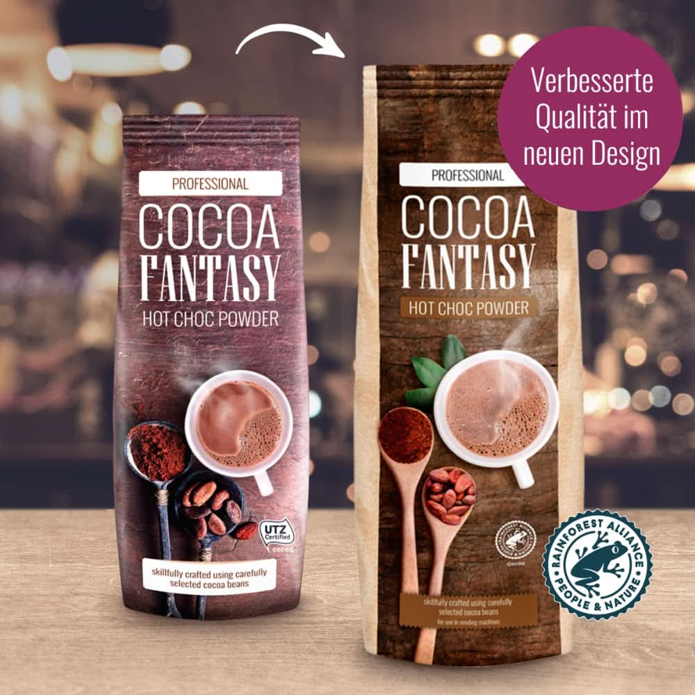 Cocoa Fantasy Hot Choc Powder, 1 kg kakaopulver til varm chokolade, 15% kakaoindhold Naty Shop