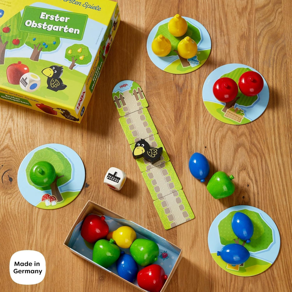 HABA First Orchard – My First Games: Bræt- og familiespil om farver og former, Klassisk trælegetøj til småbørn fra 2 år – 1004655001