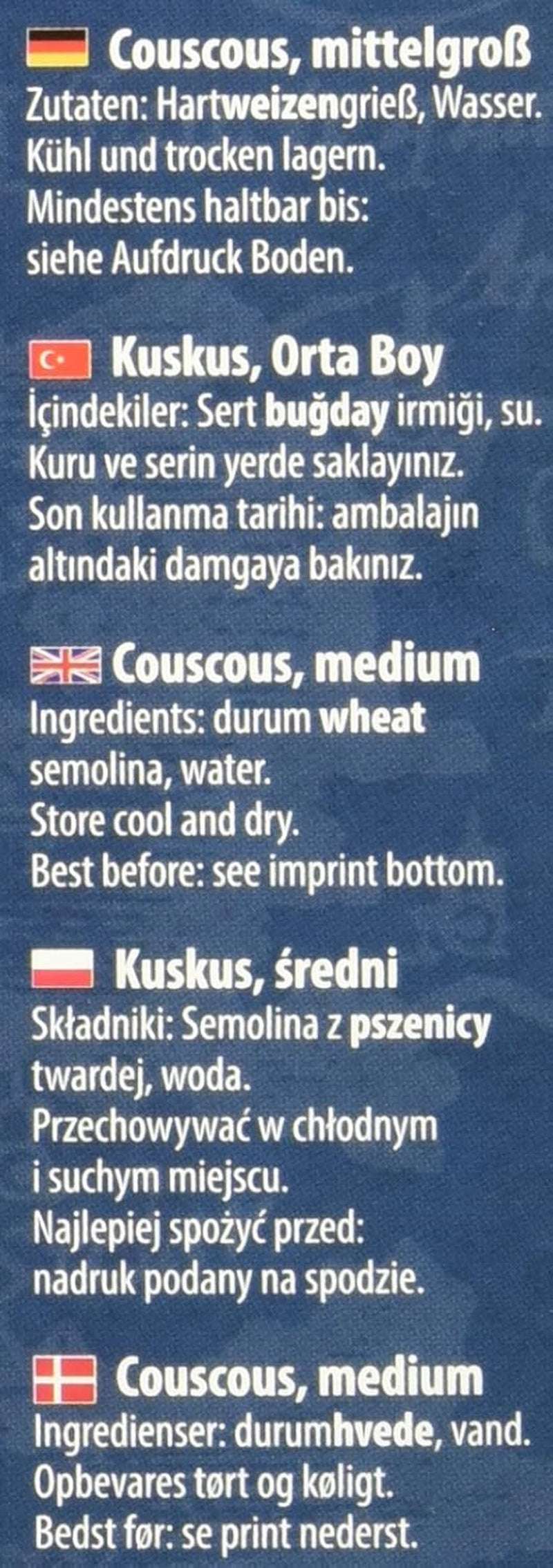 Couscous – Let og luftig couscous med en let nøddesmag – En typisk nordafrikansk specialitet – 1 x 500g