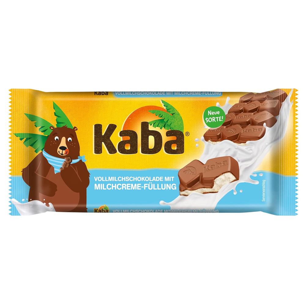 Kaba sødmælk og mælkeflødechokolade, fyldt chokoladebar, 90g bar, smelte-i-mund-chokolade med let mælkecreme og Kaba original smag