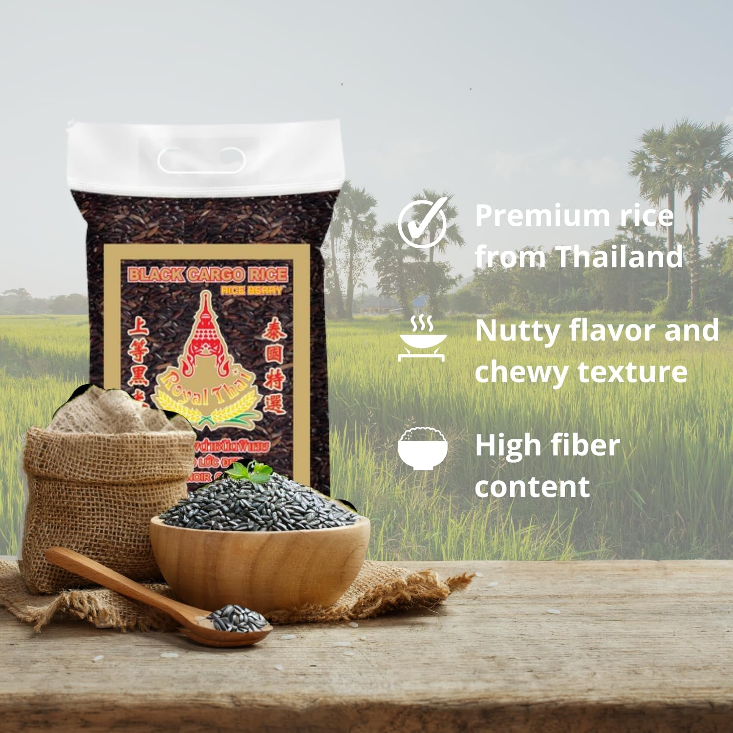 ROYAL THAI RICE - Langkornet sorte ris (riskorn) - 1 x 1 kg