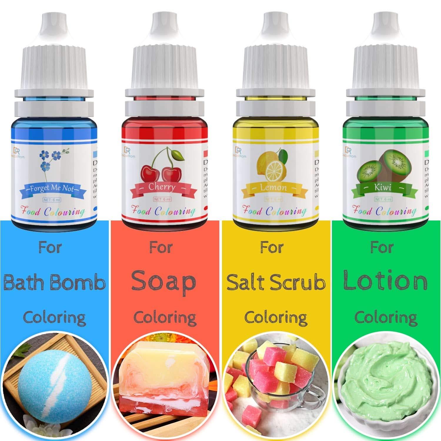 Sæt med 15 flydende madfarver, 6 ml hver farve Naty Shop