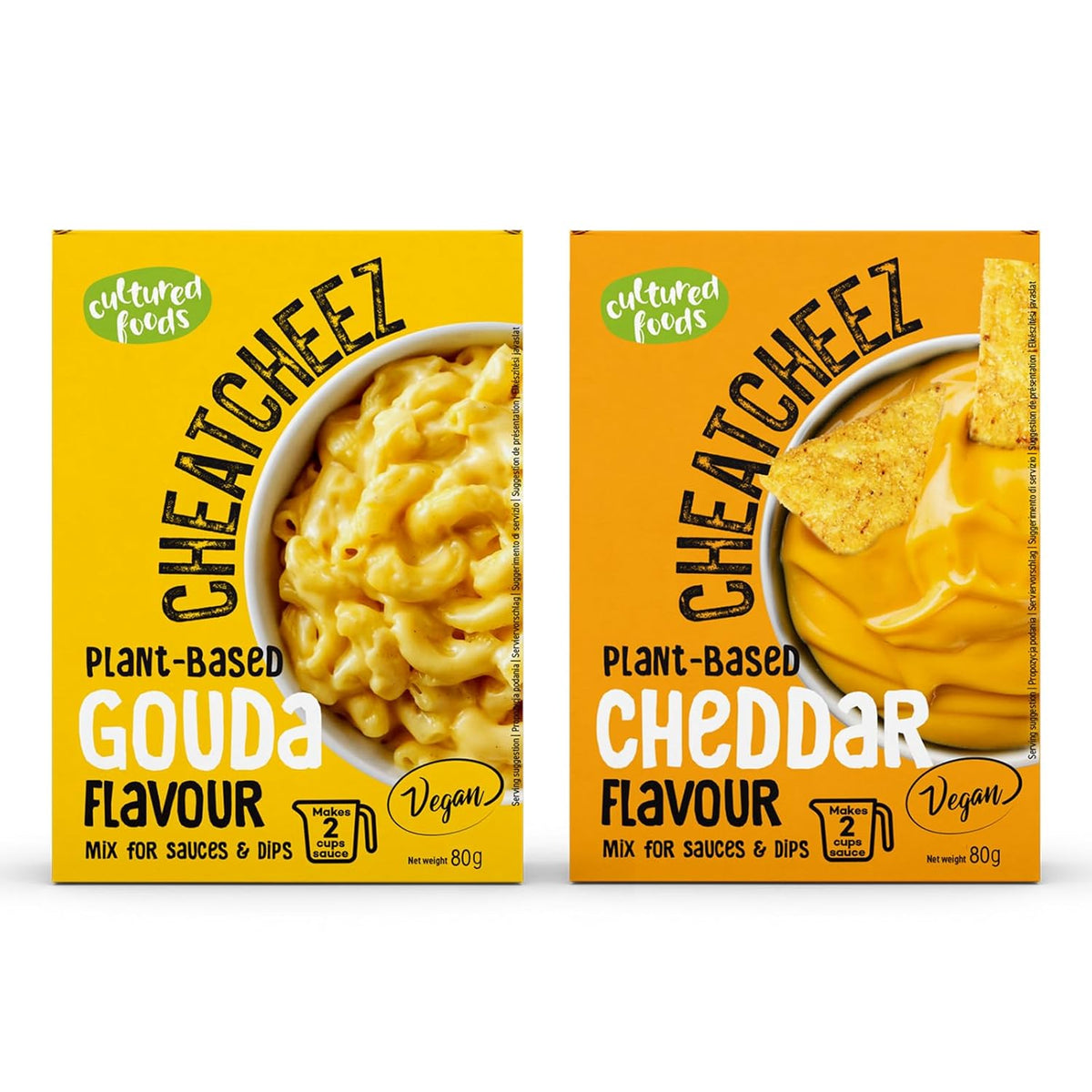 Cultured Foods Veganer Käse Käseersatz Laktosefrei Glutenfrei 2-er sæt Gouda Und Cheddar CHEATCHEEZ