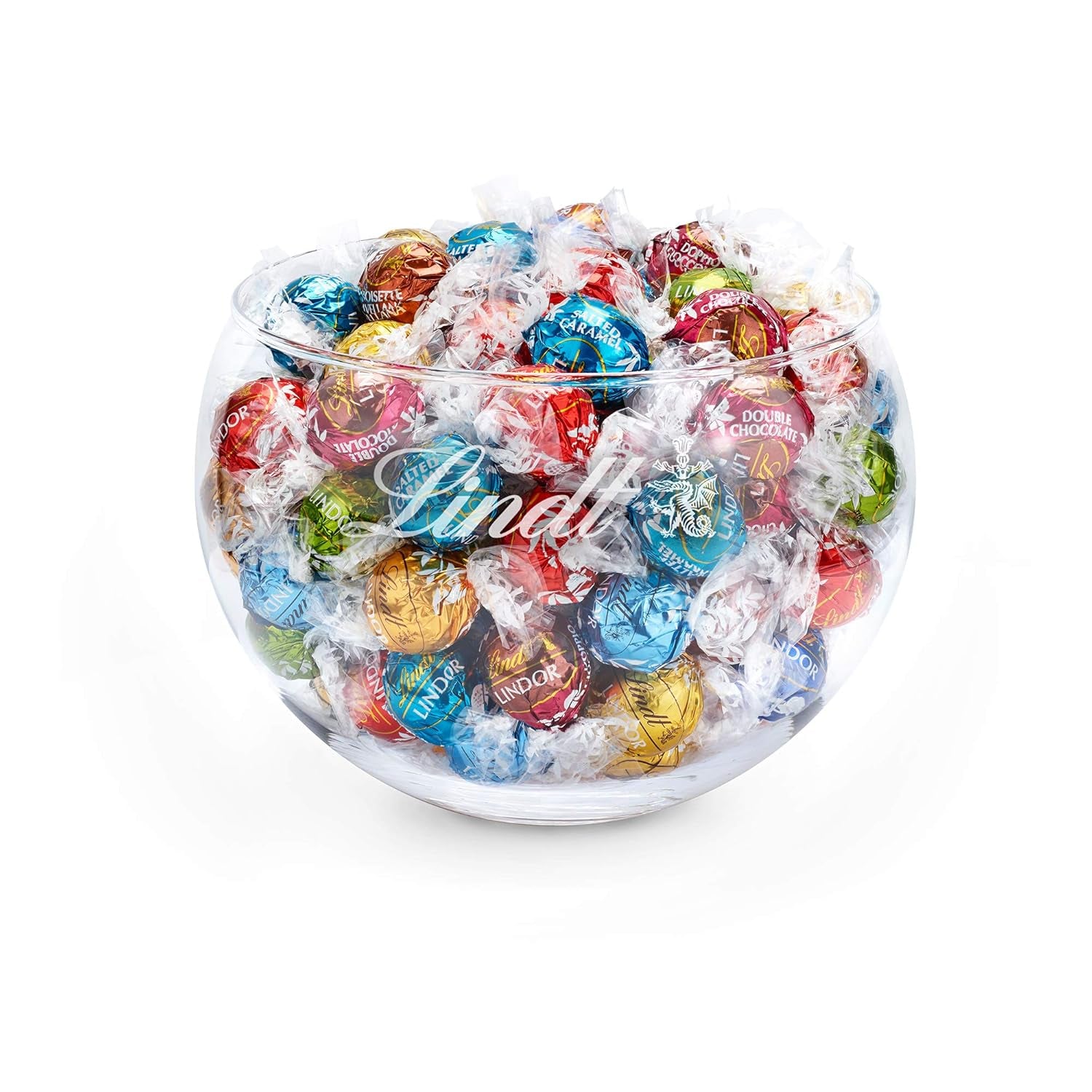 Chokoladeblanding LINDOR | 1371 g | Ca. 109 kugler: Klassisk blanding til mælkechokoladekugler og LINDOR | Ca. 80 chokoladekugler (mælk, hvid, mørk 60%, hasselnød) | Bulkpakke, 1 kg
