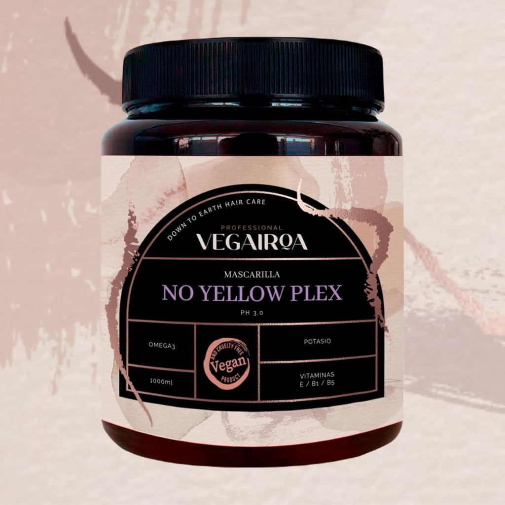 VEGAIROA - No Yellow Plex Mask - Mască neutralizantă pentru tonuri galbene și portocalii - Îngrijire hidratantă - Pigment violet - Produs profesional vegan de coafură - 1000 g Masca de par Naty Shop