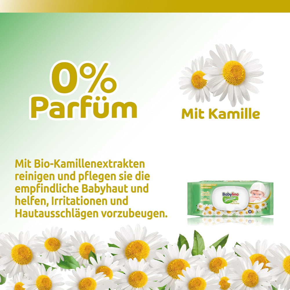 Sensitive babyservietter, 0% duft, 98% naturlig formel, der genopretter hudens pH-balance, friskhedsforsegling, 54 servietter
