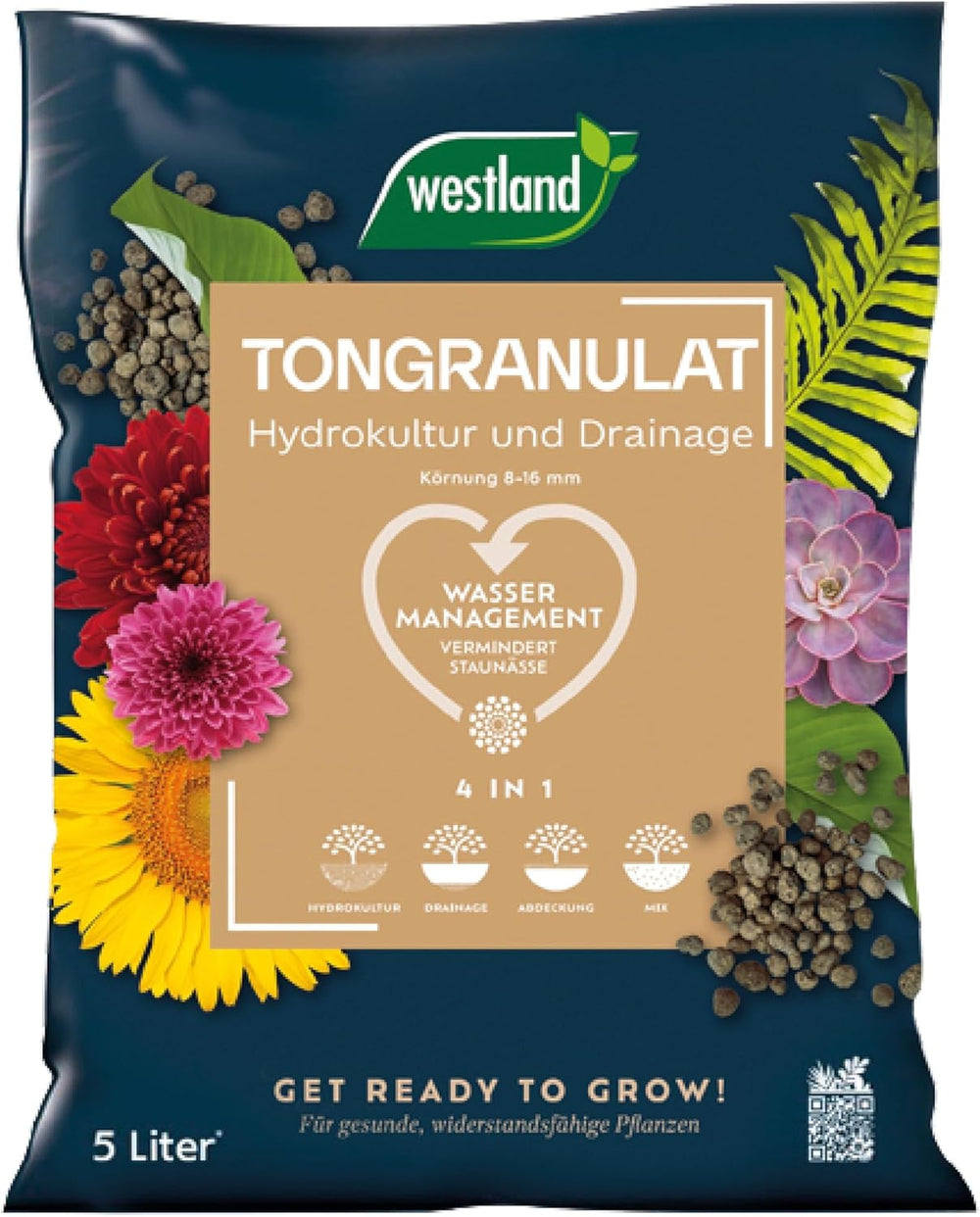 Westland Clay Granulat, 5 L - Granulat til planter ideel til hydroponics, dræningssubstrat uden kemiske tilsætningsstoffer, til indendørs og udendørs brug