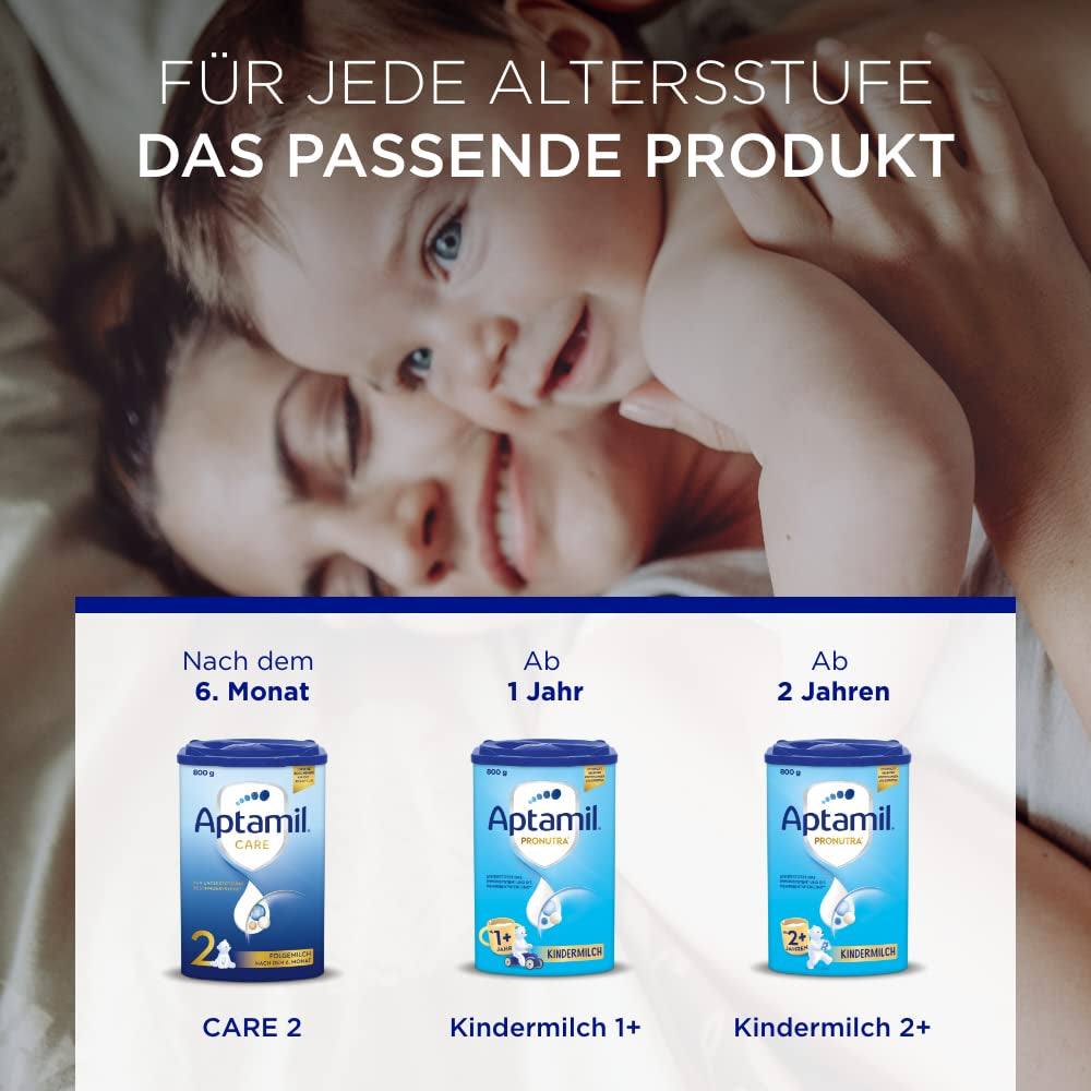 Aptamil Care 2 - Tilskudsmælk efter 6 måneder, med Omega 3 og 6, DHA og ARA, palmeoliefri, babymad, mælkepulver, 1 x 800 g (pakke med 6)
