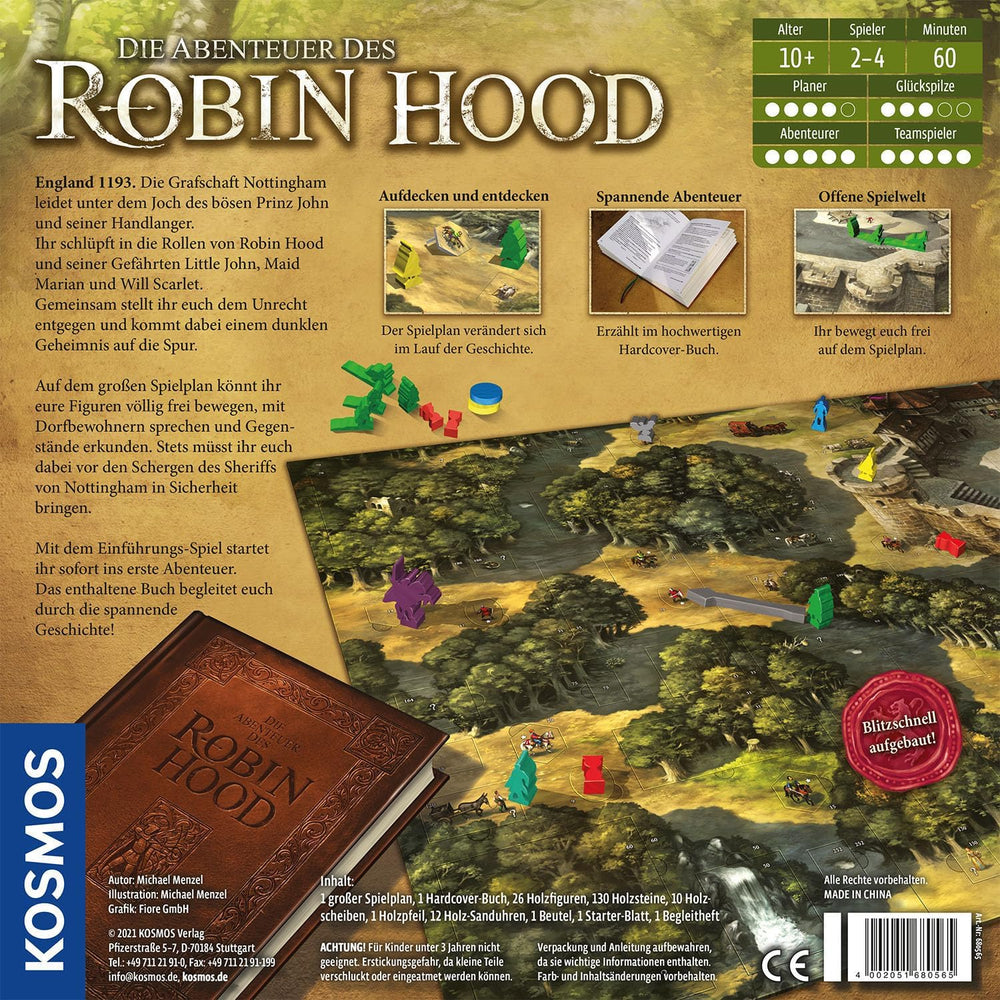 KOSMOS 680565 The Adventures of Robin Hood, nomineret til årets spil 2021, kooperativt eventyrspil for hele familien, brætspil for 2-4 spillere i alderen 10+