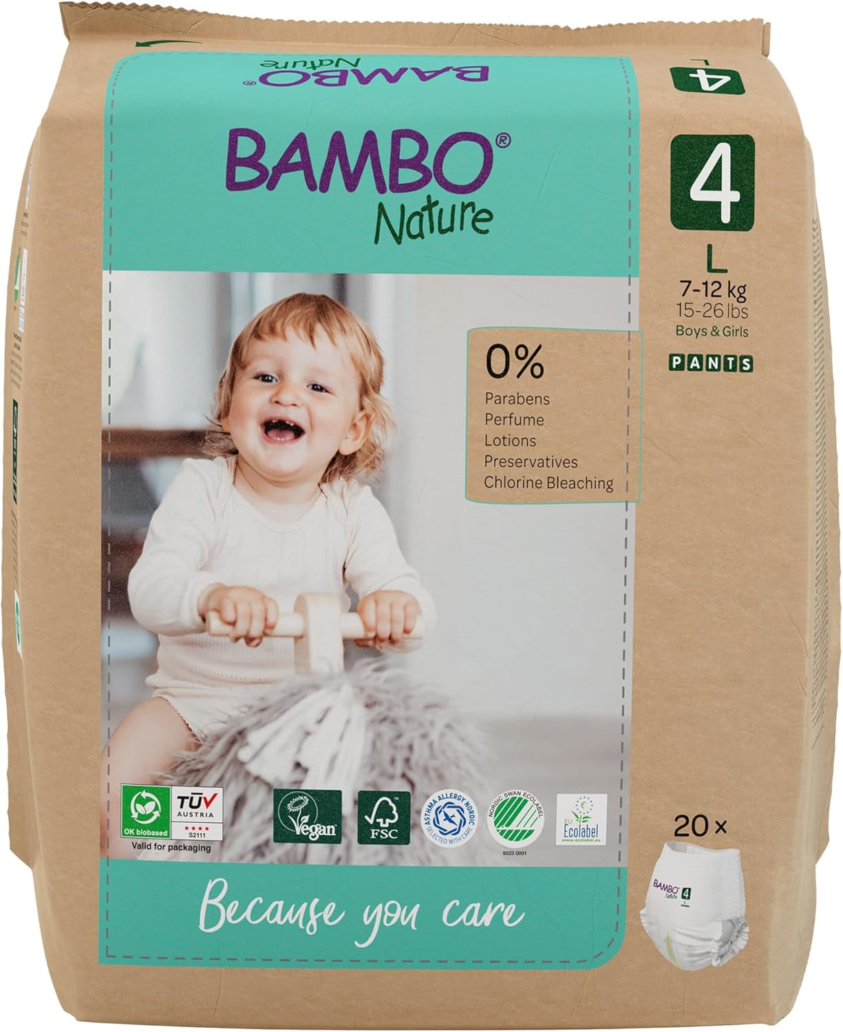 Bambo Nature Babybleer, størrelse 6 (15+ kg) - Månedlig æske med 90 | Spædbørnsbleer med forbedret lækagebeskyttelse | Maksimal komfort og frihed for aktive børn | Dermatologisk testede bleer