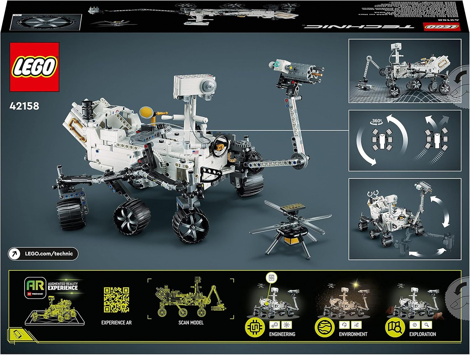 LEGO Space Legetøjssæt 42158 Technic NASA Mars Rover Perserverance with Ar App, Science Building Legetøj til piger og drenge 10+ byggesæt Besuche den LEGO-Store