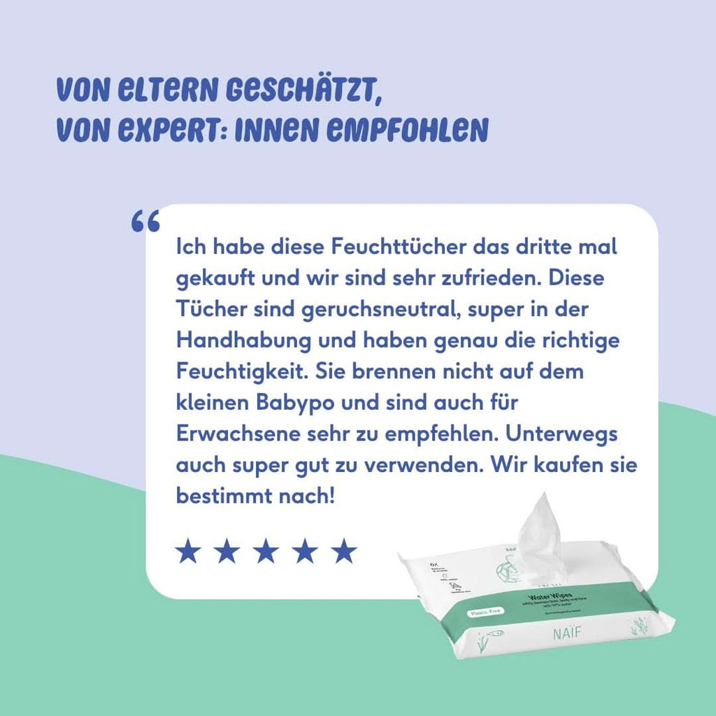 Naïf Plastikfreie Feuchttücher 432 Stück (8Er X 54 Feuchttuch) - Pflege Für Babypo, Körper Und Gesicht - 99% Aus Wasser - 0% Parfüm Und Alkohol - Nachhaltige Feuchttücherbox Eukalyptus Sensitiv Naty Shop