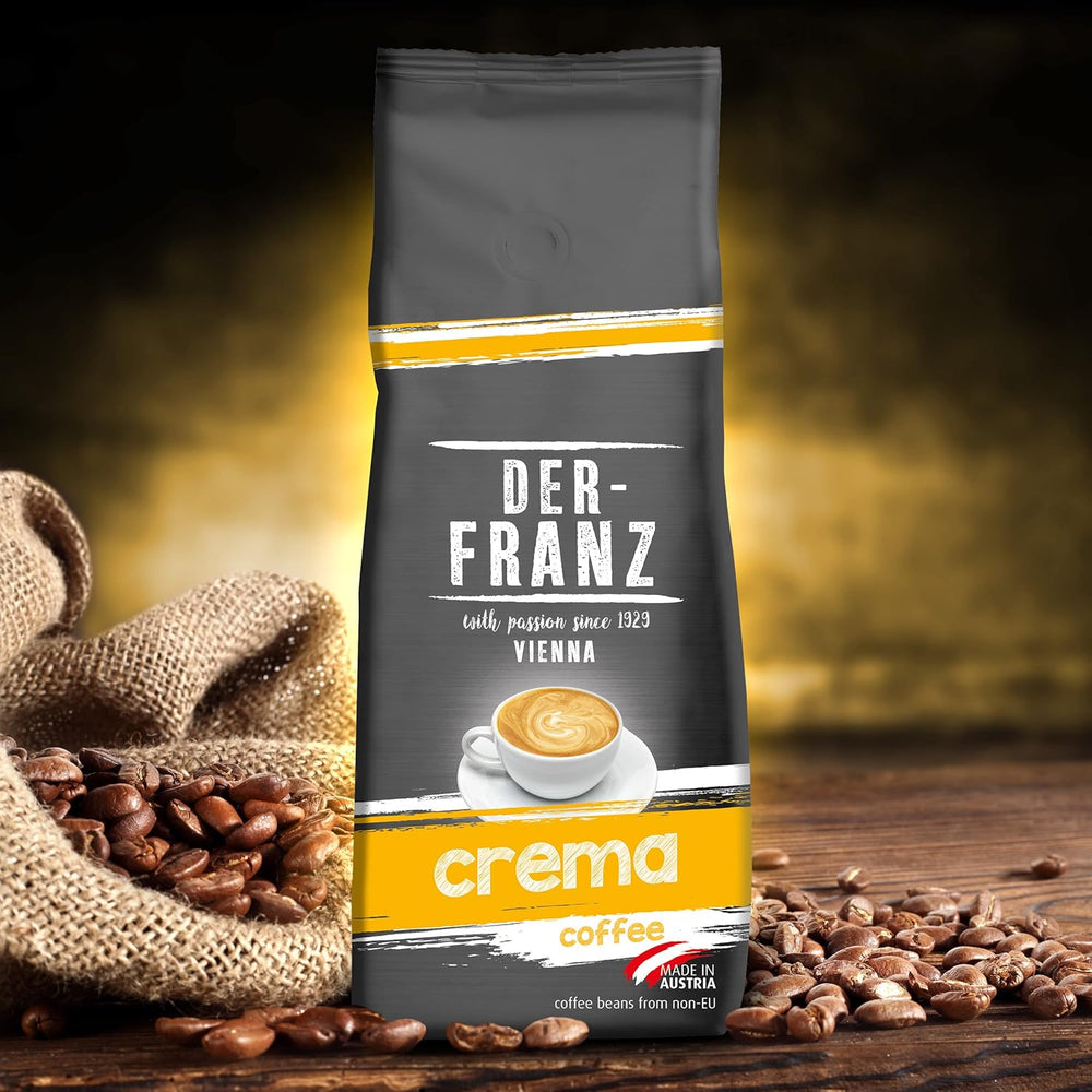 DER-FRANZ Kaffee Crema, Intensität 4/5, 100% Arabica, ganze Kaffeebohnen, 3 x 500 g