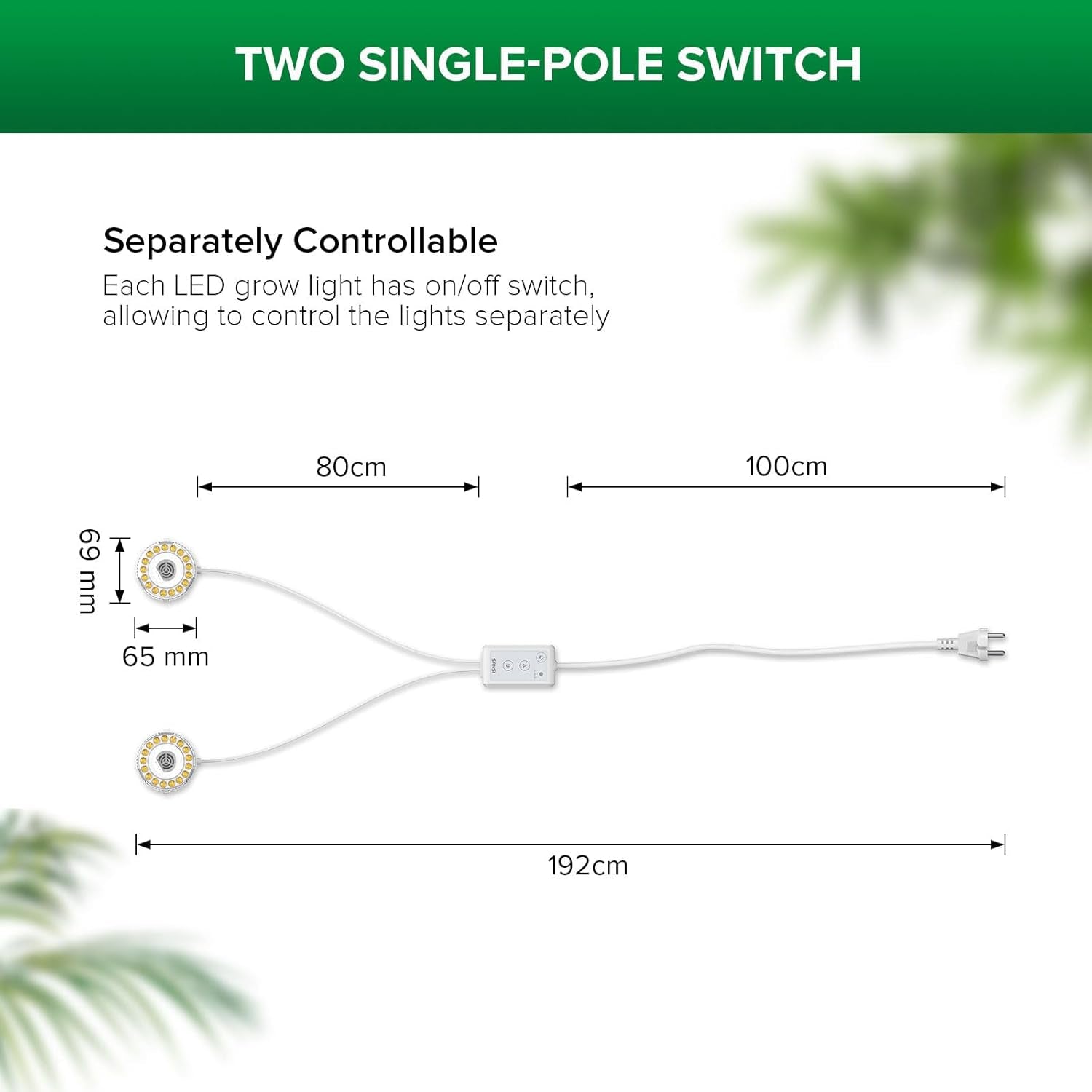 SANSI LED indendørs plantevækstlys 2 hoveder fuldt spektrum 10W (ækvivalent 150W) 4/8/12 timers timer indendørs plante væksthus hydroponisk hængelys