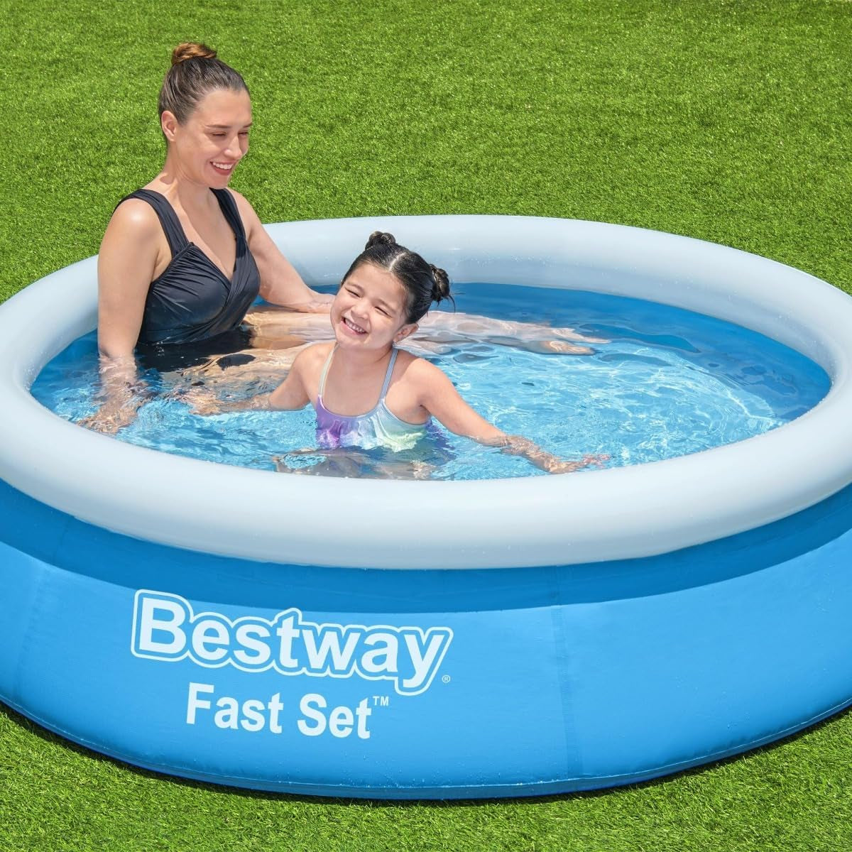 Overjordisk pool Bestway Fast Set uden pumpe, Ø 183 x 51 cm, blå, rund, 940 liter, TriTech materiale, selvsamlende, sikkerhedsventil, inkl. reparationsplaster