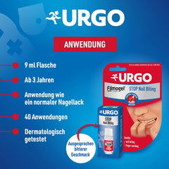 Urgo - Stop Red Nails - gennemsigtig neglelak med en bitter smag - til bidte og beskadigede negle og tommelfingersugning - fra 3 år - 9 ml - 40 påføringer
