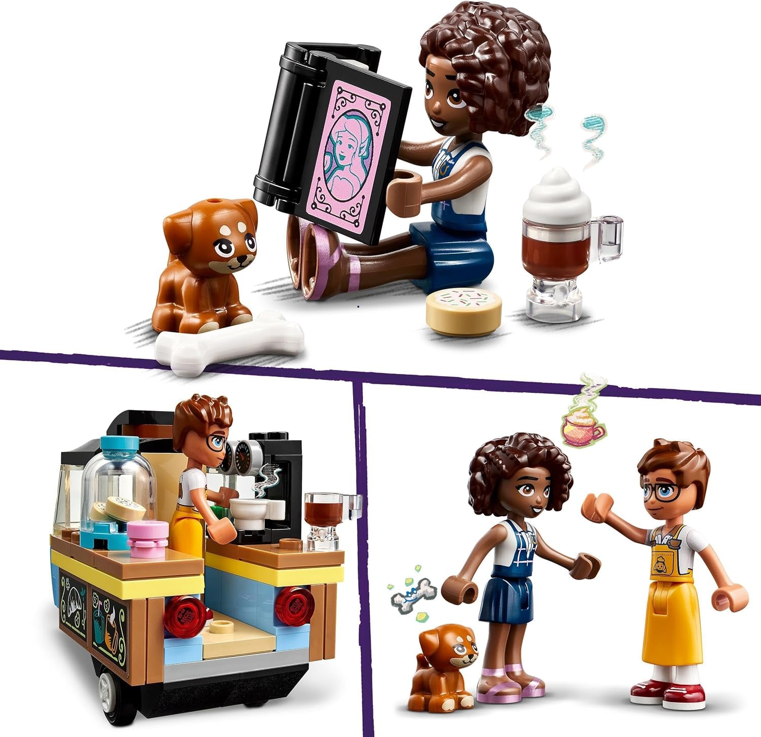 LEGO Friends Rolling Café Lille bagelegetøj til børn, gave til piger og drenge 6 år, pædagogisk legetøj med Aliya, Jules og hunden Aira 42606 Byggesæt Beuche den LEGO-Store