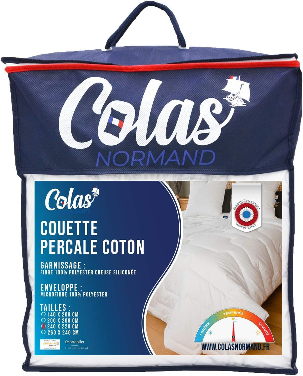 Percale Bomuldsdyne 240 X 220 Cm Høj kvalitet 100% Bomuld Percale Blød og behagelig Holdbar Fin finish Lavet i Frankrig Hvid Naty Shop Dyner og dyner Hvid 220X240 Cm