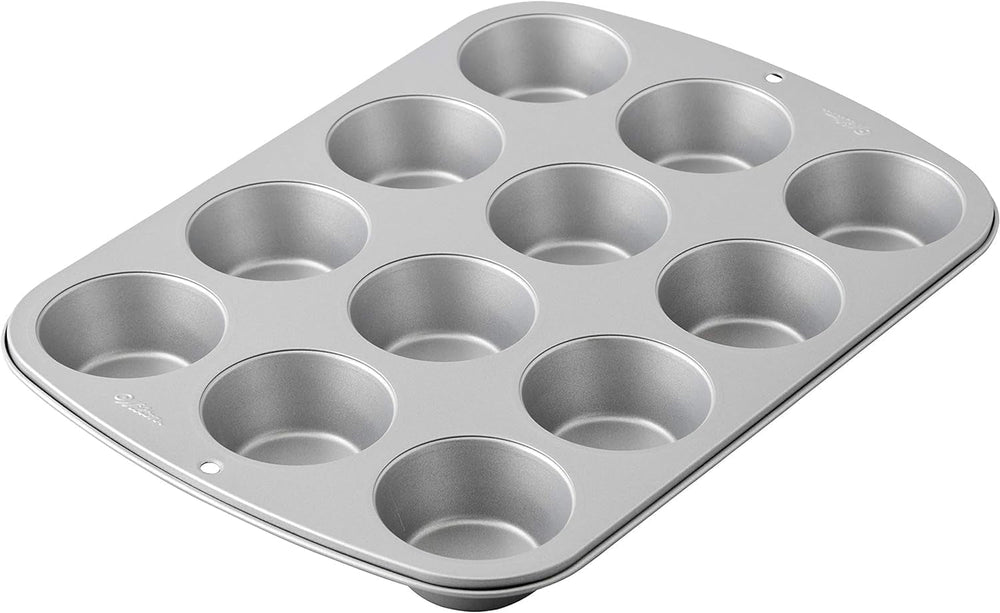 Wilton 03-3118 Cupcake- /Muffin-bagform, Opskrift højre, Antiskaft, 12 Vertiefungen, Grau Forme og bageplader Naty Shop