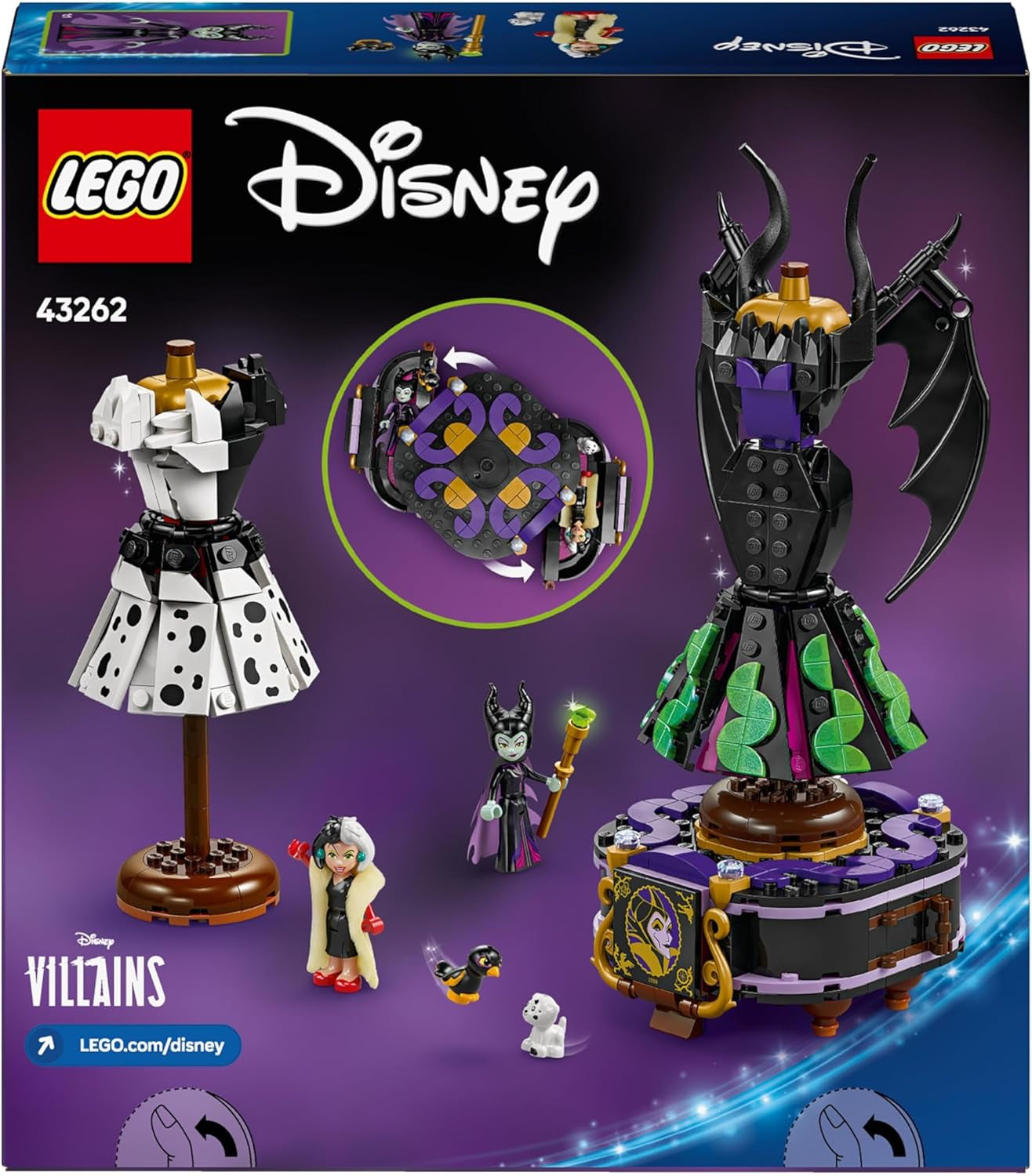 LEGO Ç€ Disney Villains The Dresses Of Maleficent And Cruella De Vil - Legetøj til drenge og piger fra 9 år - Inkl. 2 minidukker og 2 dyrefigurer - Fødselsdagsgave til fans 43262 byggesæt Besuche den LEGO-Store