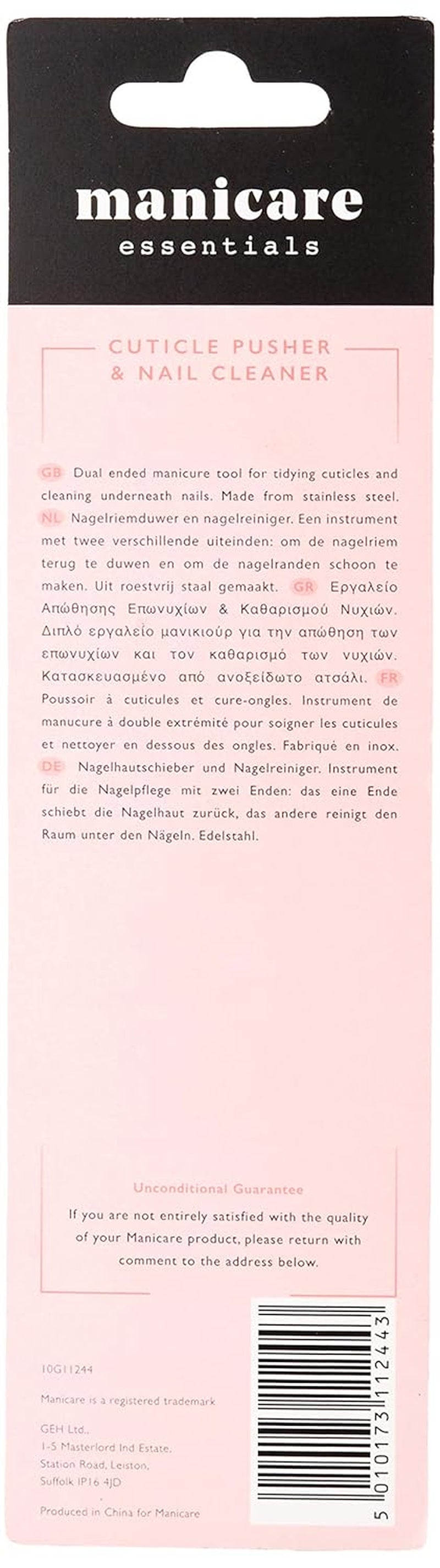 Împingător de cuticule și curățător de unghii, instrument profesional pentru manichiură/pedichiură, cu capete duble, oțel inoxidabil, perfect pentru cuticulele crescute excesiv, curăță sub/în jurul unghiei, îndepărtează oja