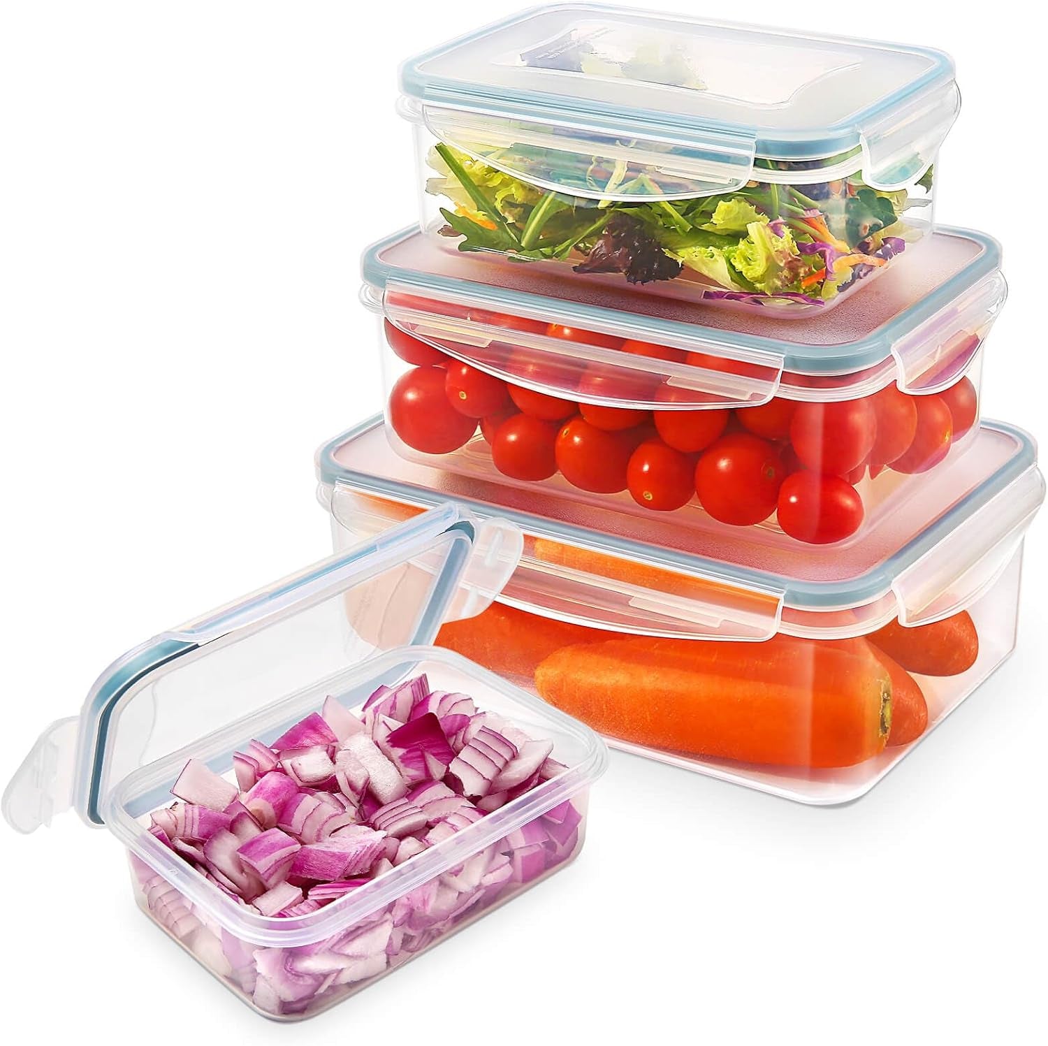 YASHE borcan de depozitare a alimentelor cu capac, set borcan de depozitare din plastic din 12 piese, fără BPA, 100% etanș, stivuibil, transparent Cutii depozitare alimente Naty Shop Mb-04-4Pcs
