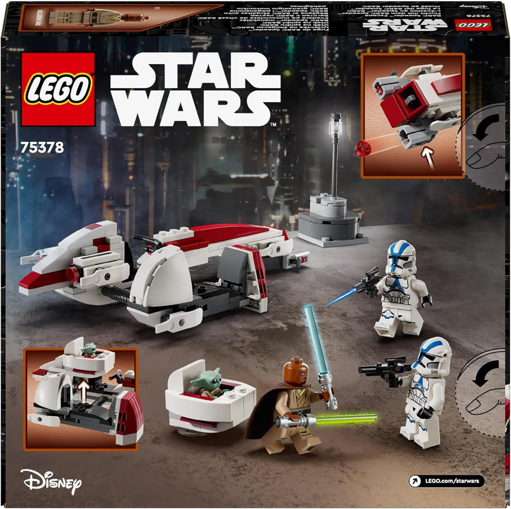 LEGO Star Wars Escape With The BARC Speeder, Mandalorian-sættet, Legetøjscykel med sidevogn, Indeholder figurerne Kelleran Beq og Grogu, Gave til drenge og piger fra 8 år 75378 Byggesæt Beuche den LEGO-Store