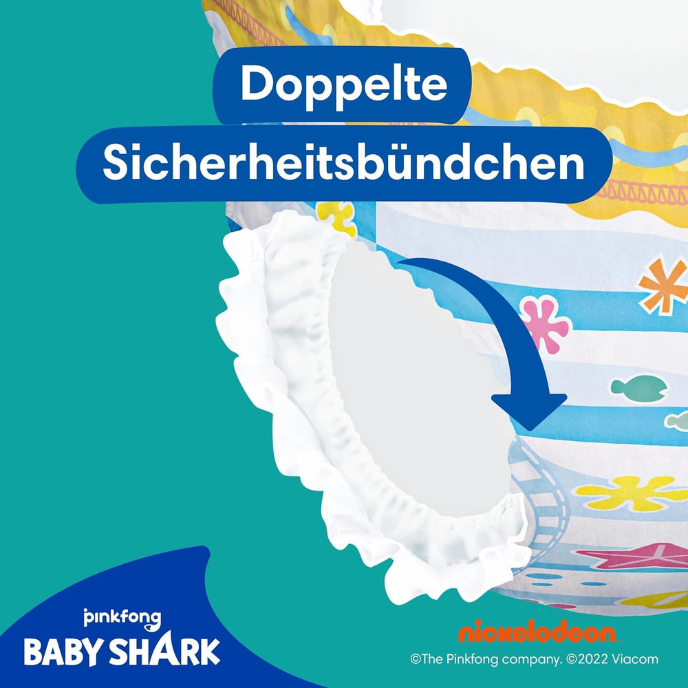 Pampers Størrelse 5-6 Splashers Baby Shark Limited Edition 10 Pack Engangs svømmebleer til sikker vandbeskyttelse